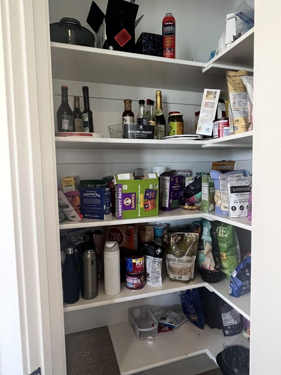 Corner pantry before organizing