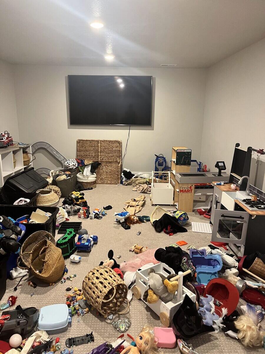 Playroom other angle before organizing